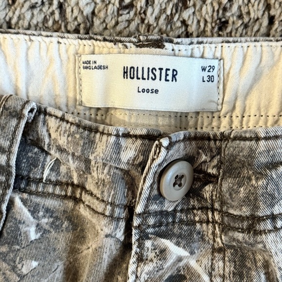 Hollister Y2K Camo Cargo Pants Men's 29x30 (29x27) Loose Fit Utility Zipper - Picture 4 of 16